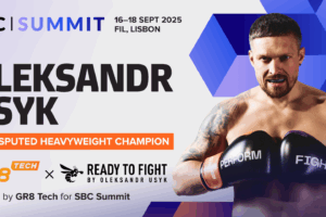 SBC SUMMIT - 16-18 SEPT 2025. Fil, Lisbon. Olksandr Usyk, undisputed heavyweight champion. GR8 TEch x Ready to Fight by Oleksandr Usyk. Hoster by GR8 Tech for SBC Summit.