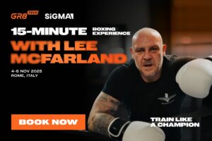 GR8 Tech - SiGMA. 15-minute boxing experience. With Lee McFarland. 4-6 Nov 2025. Rome, Italy. Book now. Train like a champion.