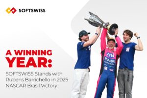 A winning year: SOFTSWISS stands with Rubens Barrichello in 2025 NASCAR Brasil victory