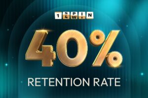 1spin4win - 40% retention rate.