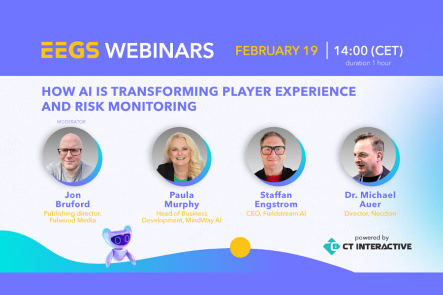 EEGS Webinar to spotlight AI’s growing impact on player experience and risk monitoring, supported by CT Interactive