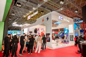 People visiting Fa Chai Gaming's booth at SBC Summit Rio 2026.