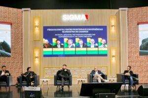 Marco Pequeno, country manager for Amusnet Brazil, speaking during SiGMA South America 2026.