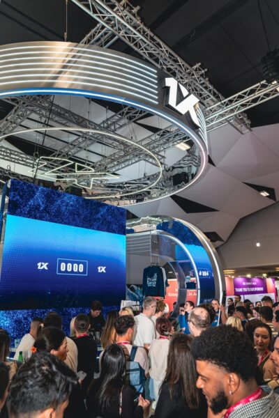 1xBet booth at SBC Summit Malta 2026.