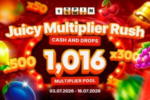 1spin4win announces Juicy-Multiplier-Rush, a Cash & Drops network promotion