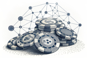 A large, interconnected web of gambling chips fades away under the shadow of a restrictive hand imposing new deposit limits.