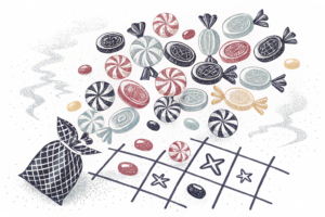 A colorful explosion of candy symbols cascading down a grid, with random multipliers floating around, representing a high-stakes game with a maximum win potential.