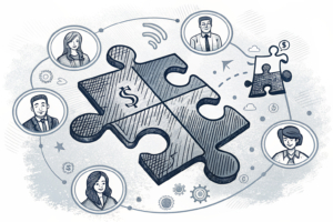 A digital puzzle piece fits into a larger responsible marketing framework, symbolizing industry standards evolving to meet changing digital platforms and consumer engagement.