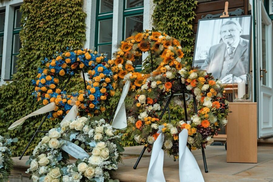 Wreaths formed a central feature of the memorial service.