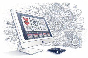A transparent, digital screen descends over a vibrant, abstract gambling interface, displaying a complex, non-identifiable pattern that must be matched for access.