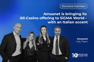 Polina Nedyalkova, managing director of Amusnet Italy, together with the Amusnet Italy team. Amusnet is bringing its All-Casino offering to SiGMA World — with an Italian accent