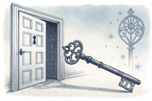 A single, ornate, dominant key is being joined by several new, simpler keys, all poised to unlock a previously singular, grand door.